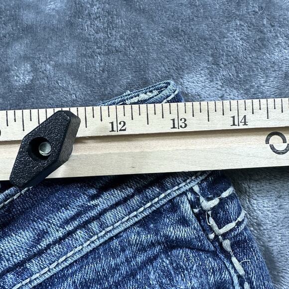 Miss Me Jeans Womens 27 Blue Capri JE5152P10 Embroidered Distressed Rhinestones - Picture 10 of 13